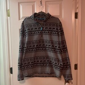 Chubbies Black and Gray Patterned Zip-Up Sweater